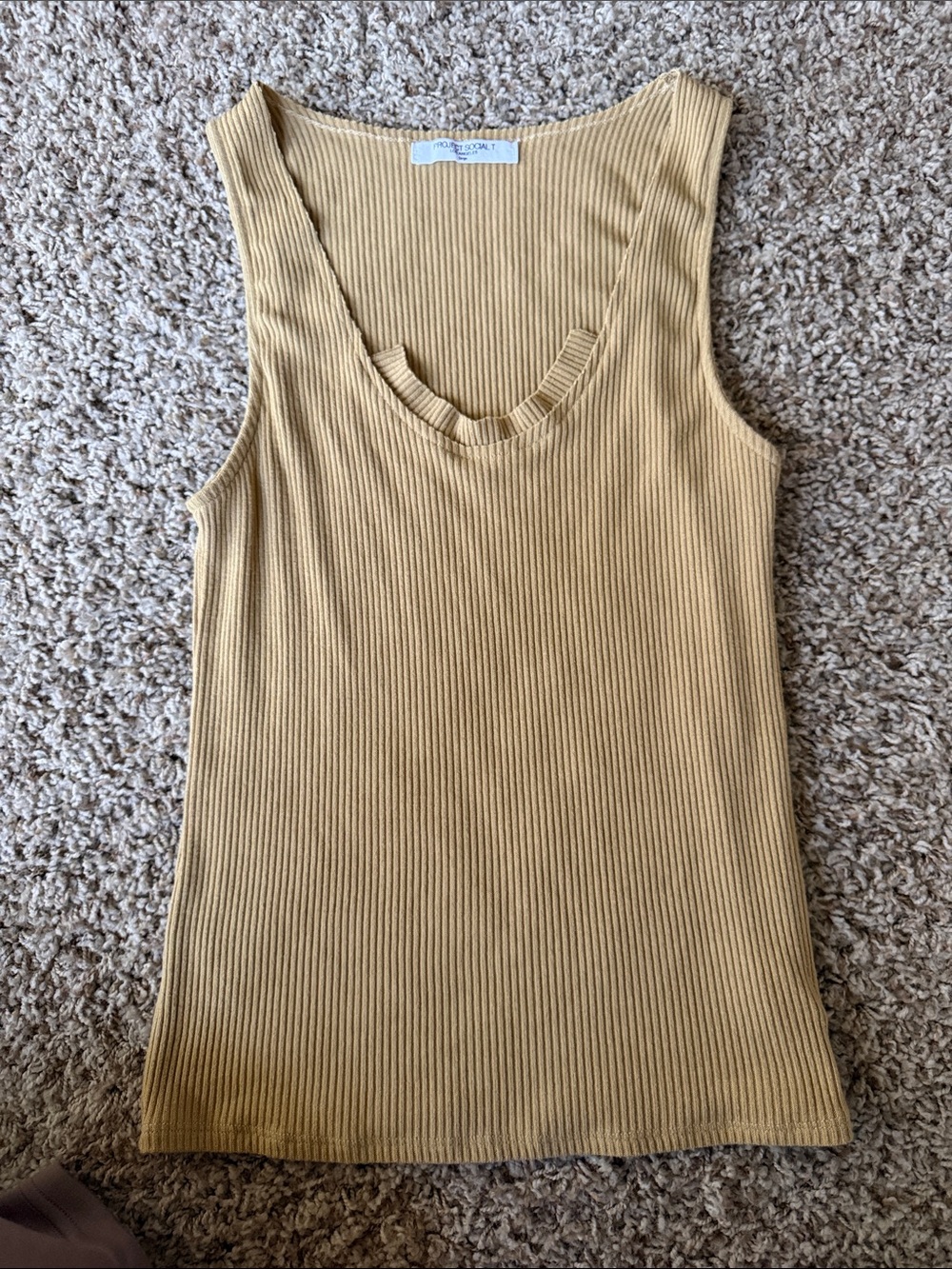 Project Social T Ribbed V-Neck Tank - Mustard Yellow